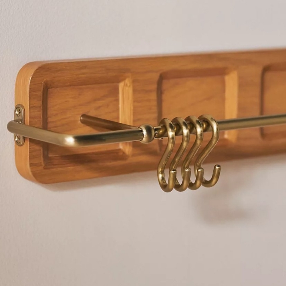 Anthropologie Elle Oak Wood Kitchen Utensil Rail NIB - Picture 3 of 3